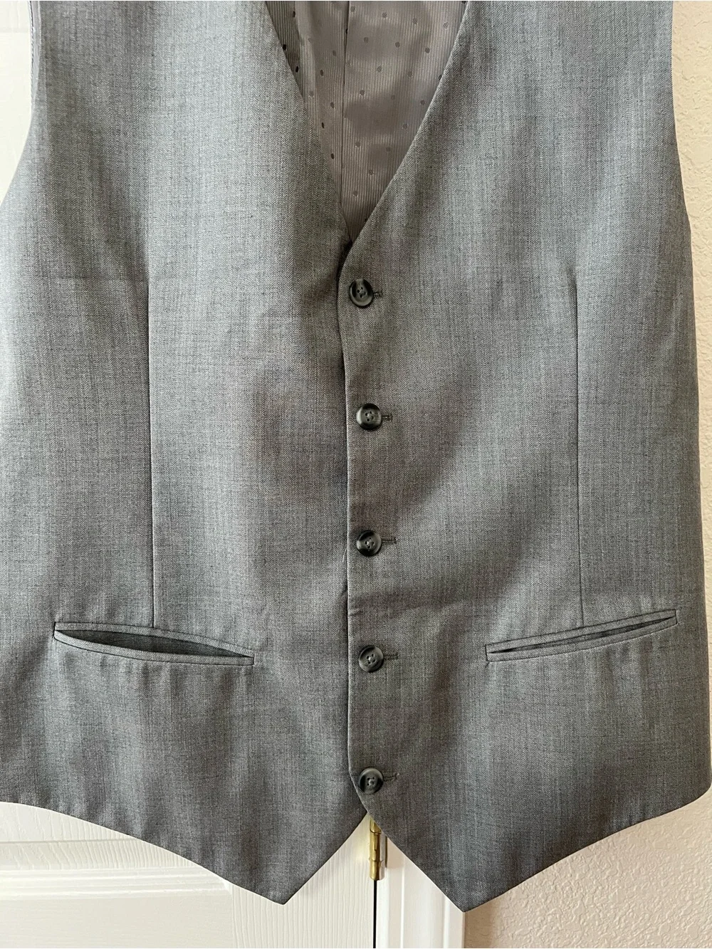 Perry Ellis Gray Dress Vest Men’s Large Formal Suit Waistcoat